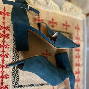 Franco Sarto - Asymmetrical block heel sandals - Size 7.5 - Teal